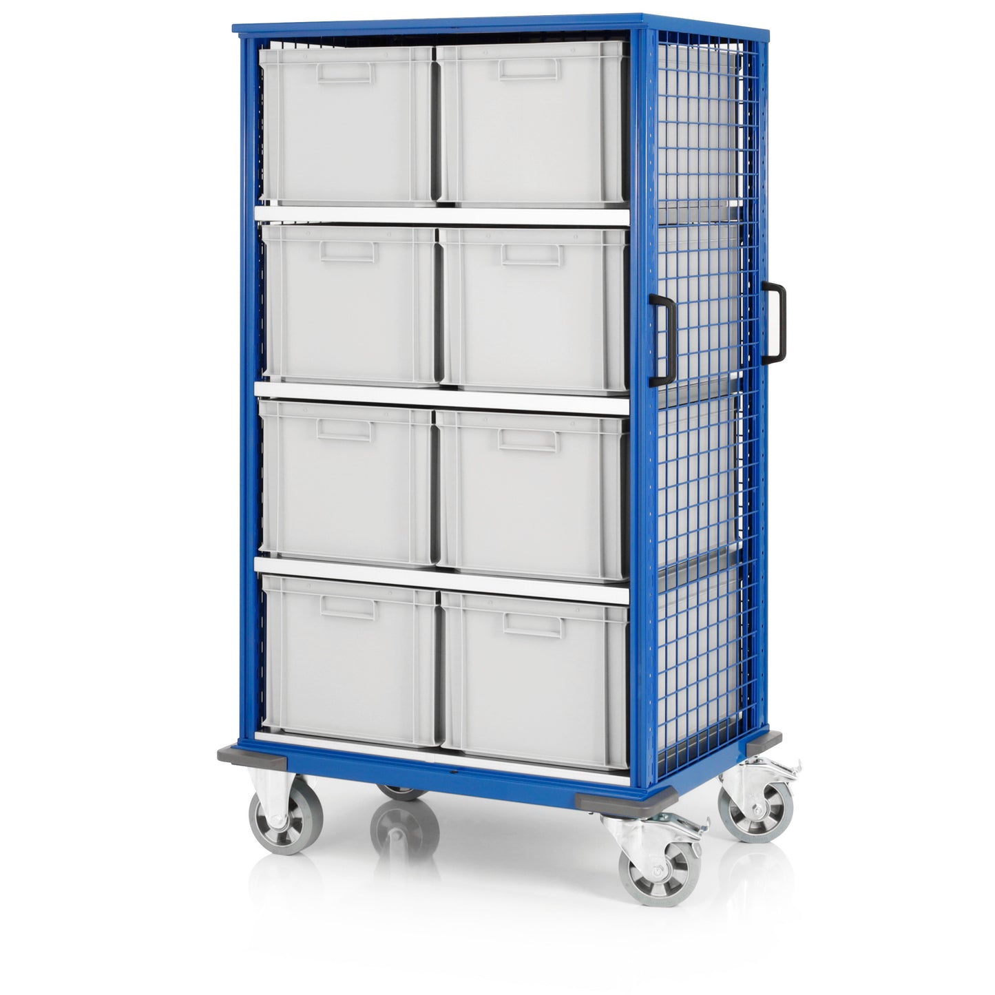 Etagenwagen mit 4 Etagen und 8 Euroboxen