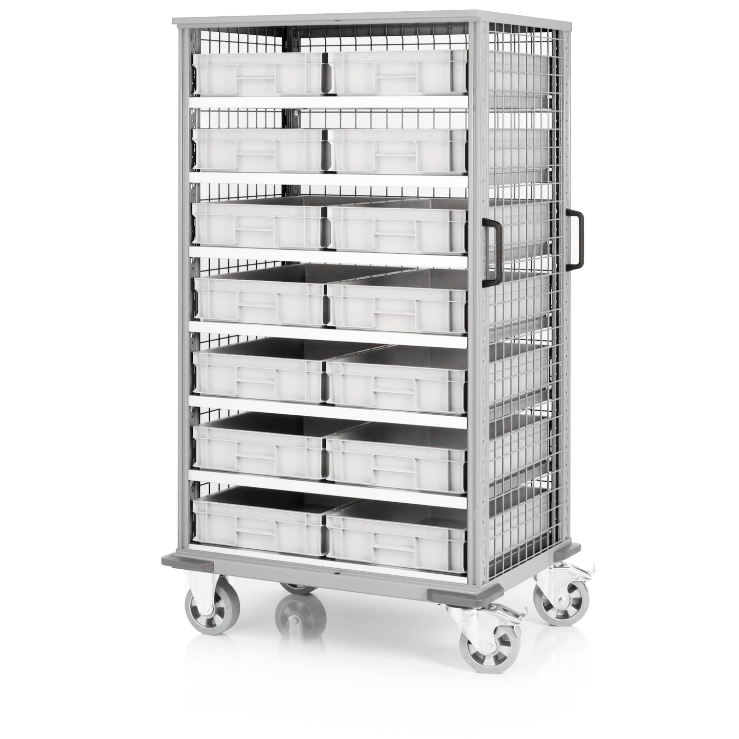 Etagenwagen mit 7 Etagen und 14 Euroboxen