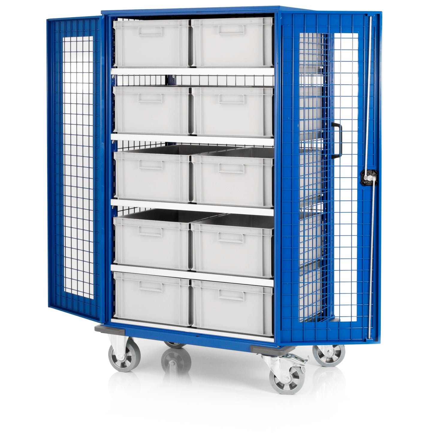 Etagenwagen mit Türen, 5 Etagen und 10 Euroboxen