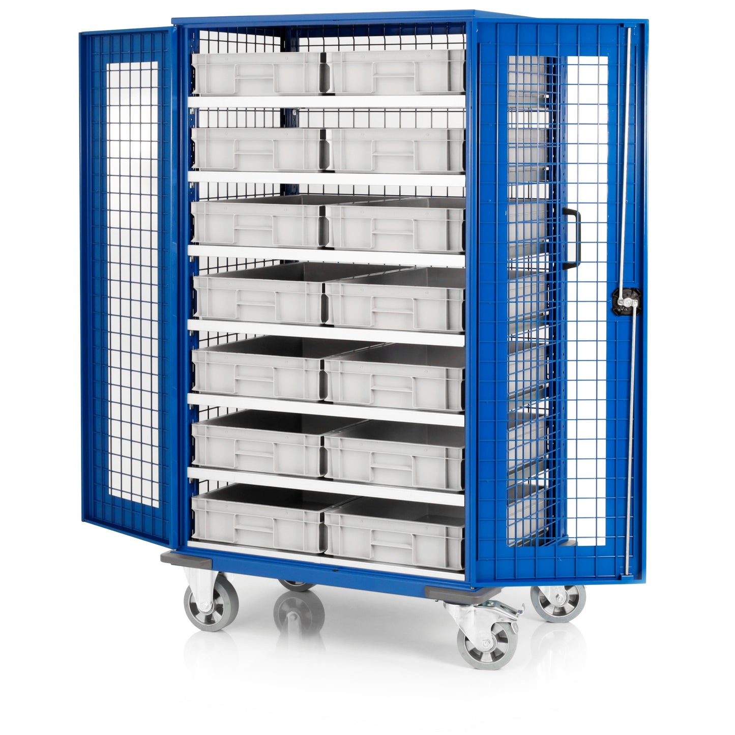 Etagenwagen mit Türen, 7 Etagen und 14 Euroboxen