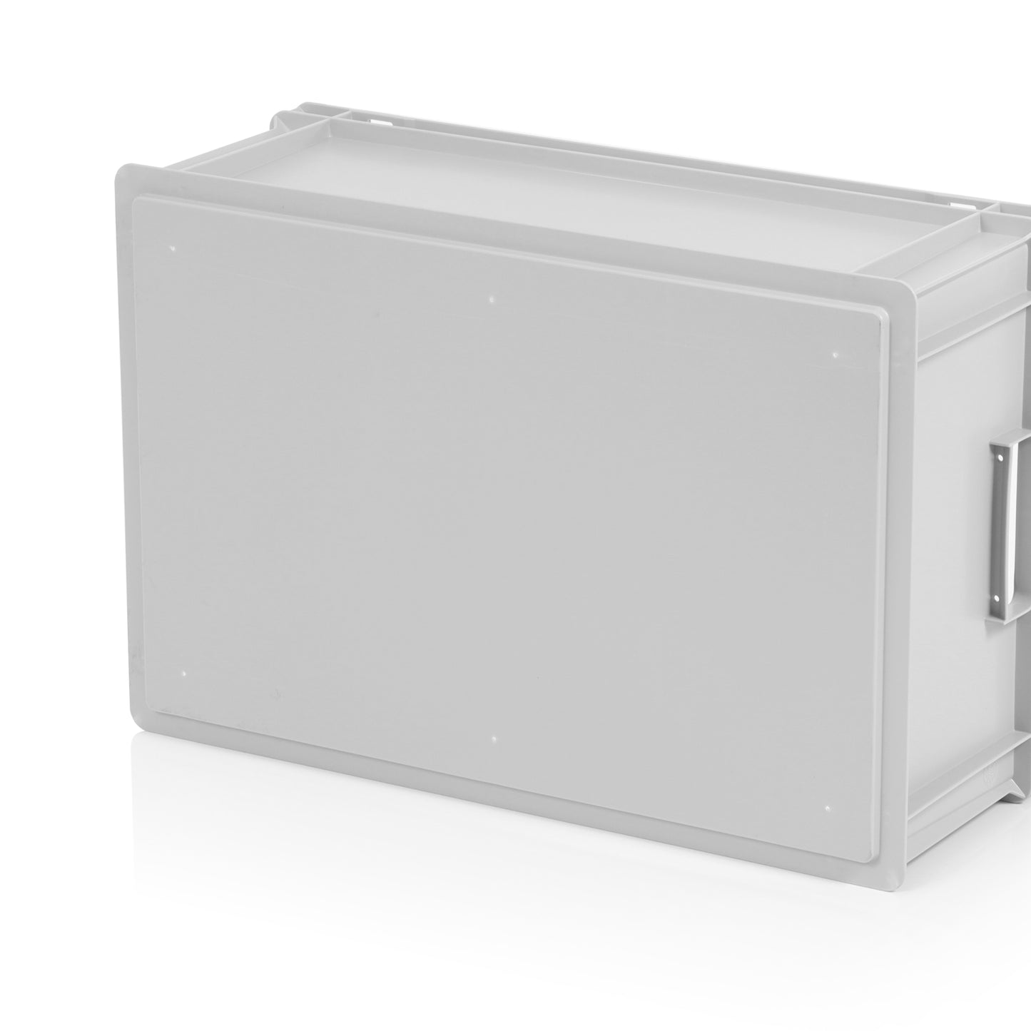 Eurobox 60x40cm mit Griffmulden, grau, glatter Boden