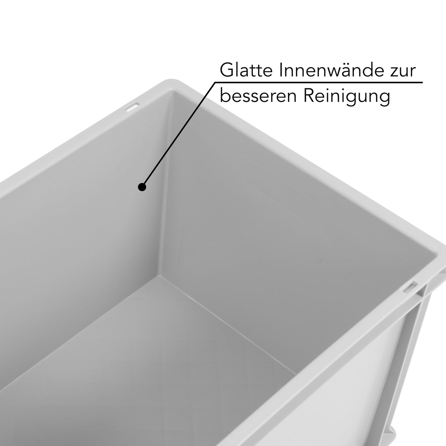 Eurobox 60x40cm mit Durchfassgriff, grau, glatte Innenwände